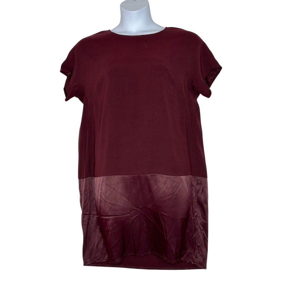 Universal Standard Avenir Double Luxe Dress XS (10-12) Shirt Black Cherry